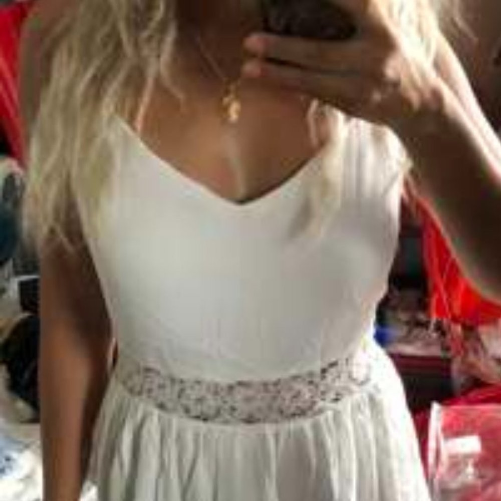 Lace Insert Ruffle Hem Slip Dress - Picture 8 of 15